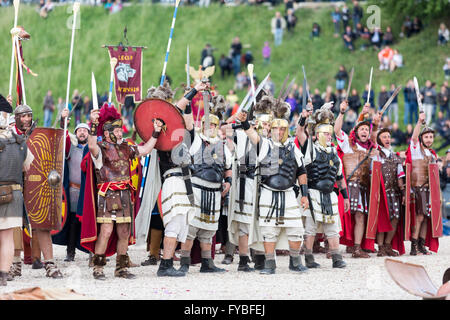 Re-enactors in costume celebrate the 2769th anniversary of the founding of Rome on 21st April 753 B.C. Stock Photo