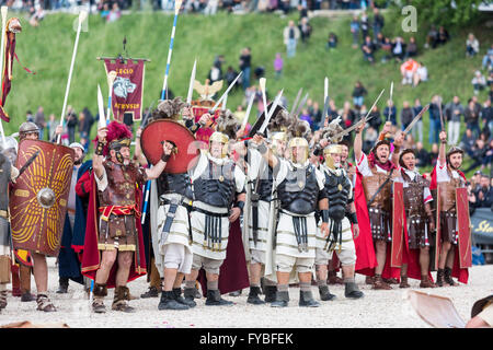 Re-enactors in costume celebrate the 2769th anniversary of the founding of Rome on 21st April 753 B.C. Stock Photo