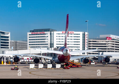 Qantas Airbus A380 on stand at Sydney Kingsford Smith Airport, Mascot, Sydney, New South Wales, Australia Stock Photo