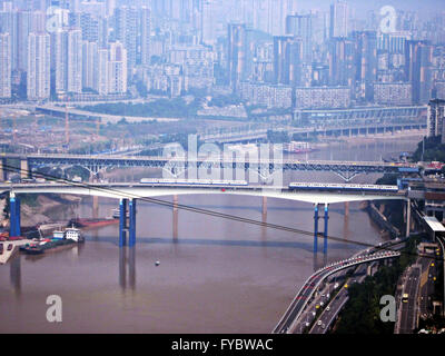 2012,Chongqing, China, Jialing River Bridge. Stock Photo