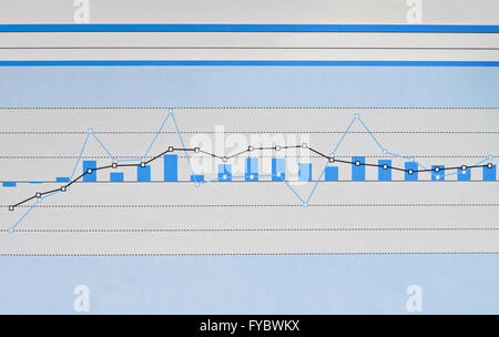 One bar chart and two line charts representing the same data Stock Photo