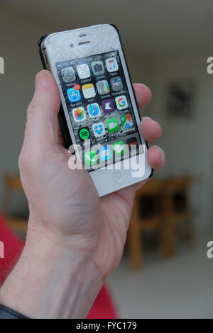 Cracked damaged iPhone 4S Stock Photo