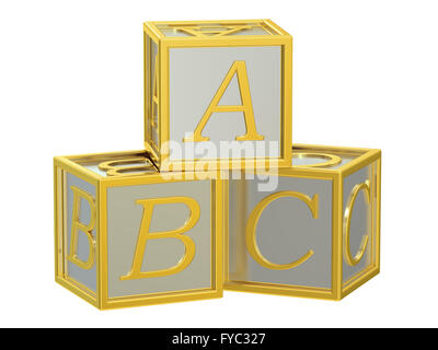 Toy blocks, abc cubes. 3D rendering Stock Photo