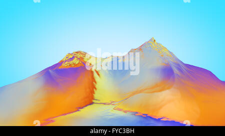 3D illustration of surreal jelly mountains on colorful background Stock Photo