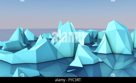 3D illustration of relief mathematic model on glance surface Stock Photo