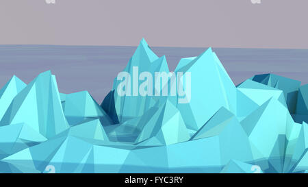 3D illustration of relief mathematic model on glance surface Stock Photo