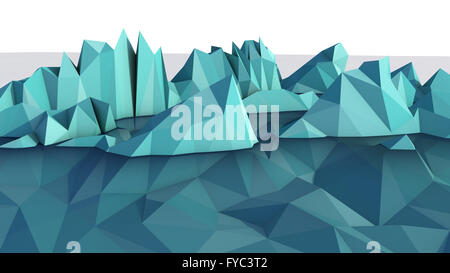 3D illustration of relief mathematic model on glance surface Stock Photo