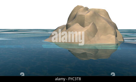 3D illustration of relief mathematic model on glance surface Stock Photo