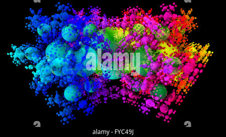 3D illustration of microbiology molecule object with numerous bubbles Stock Photo