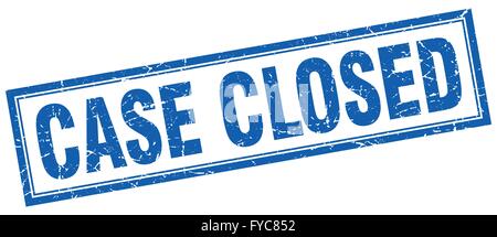 case closed blue square grunge stamp on white Stock Vector