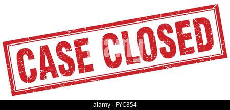 case closed red square grunge stamp on white Stock Vector