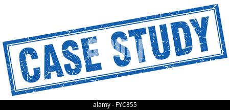 case study blue square grunge stamp on white Stock Vector