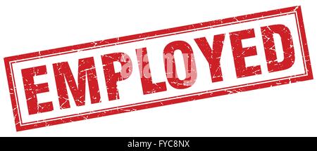 employed red square grunge stamp on white Stock Vector