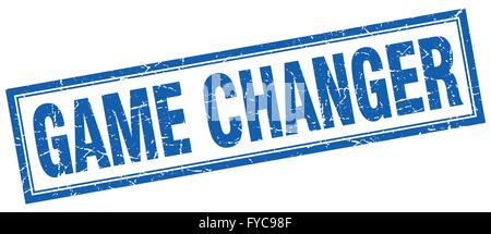 game changer blue square grunge stamp on white Stock Vector