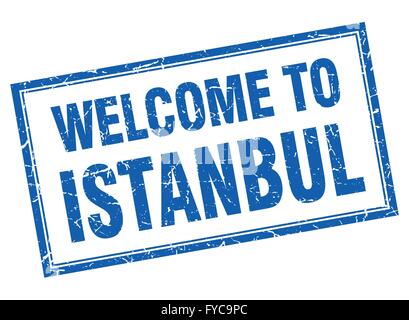 Istanbul blue square grunge welcome isolated stamp Stock Vector
