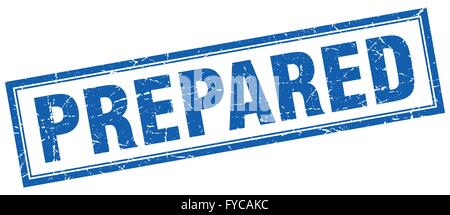 prepared blue square grunge stamp on white Stock Vector