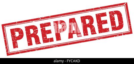 prepared red square grunge stamp on white Stock Vector