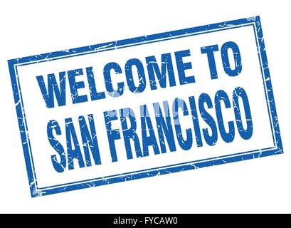 San Francisco blue square grunge welcome isolated stamp Stock Vector