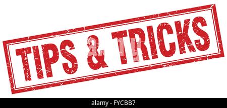 tips & tricks red square grunge stamp on white Stock Vector