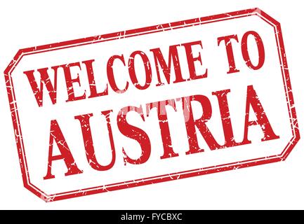 Austria - welcome red vintage isolated label Stock Vector