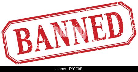banned square red grunge vintage isolated label Stock Vector