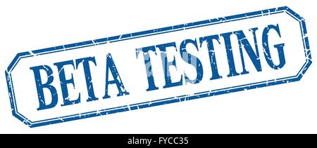 beta testing square blue grunge vintage isolated label Stock Vector