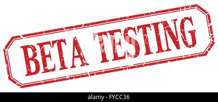 beta testing square red grunge vintage isolated label Stock Vector