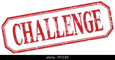 challenge square red grunge vintage isolated label Stock Vector