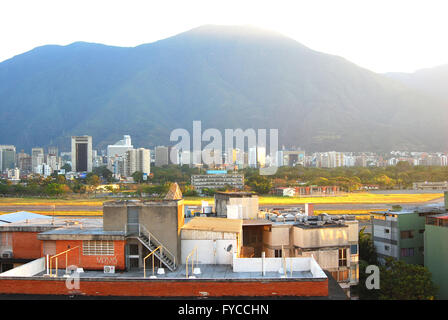 Cityscape of  Caracas,Venezuela with the Silla de Caracas mountain in  the background Stock Photo