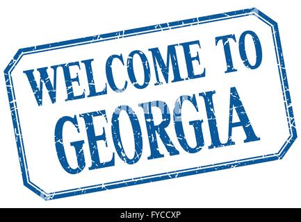 Georgia - welcome blue vintage isolated label Stock Vector