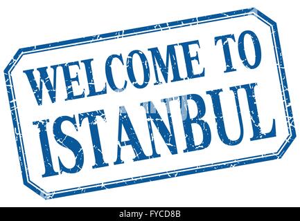 Istanbul - welcome blue vintage isolated label Stock Vector