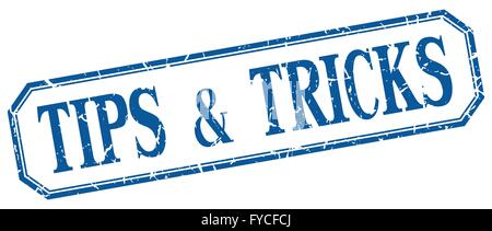 tips and tricks square blue grunge vintage isolated label Stock Vector