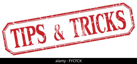 tips and tricks square red grunge vintage isolated label Stock Vector