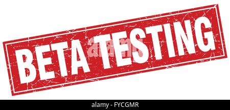 beta testing red square grunge stamp on white Stock Vector