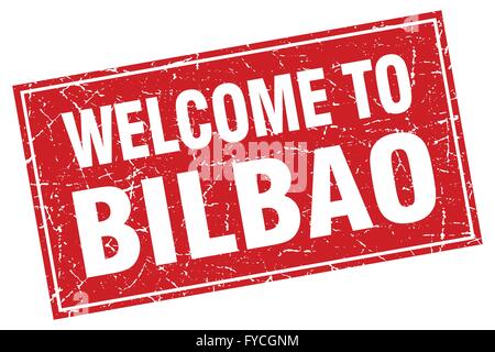 Bilbao red square grunge welcome to stamp Stock Vector