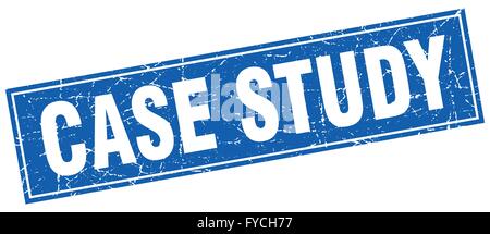 case study blue square grunge stamp on white Stock Vector
