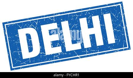 Delhi blue square grunge vintage isolated stamp Stock Vector