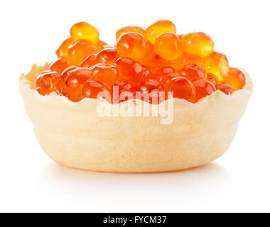 red caviar in tartlets isolated on the white background. Stock Photo