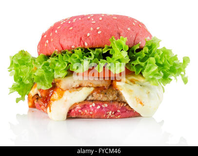 big red hamburger isolated on the white background. Stock Photo
