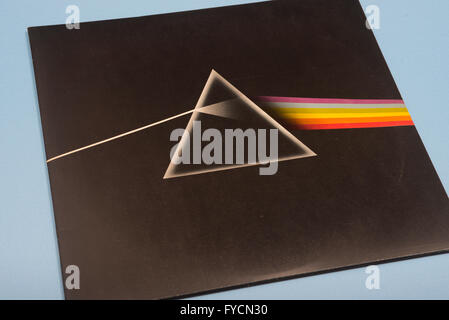 Dark Side of the Moon album on vinyl by Pink Floyd with original sleeve artwork Stock Photo