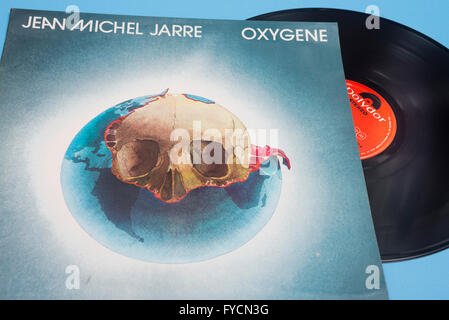 Oxygene album on vinyl by Jean Michel Jarre with original sleeve artwork Stock Photo