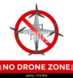 vector colorful flat design no drone zone prohibited quadcopter sign isolated illustration white background Stock Vector