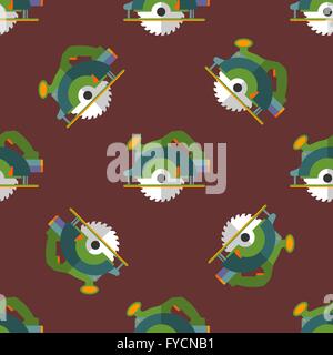 vector colorful flat design circular saw device electrical instrument tool home remodel decoration seamless pattern background Stock Vector