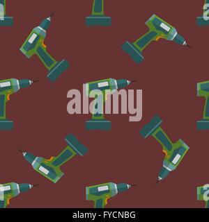 vector colorful flat design electric screwdriver device electrical instrument tool home remodel decoration seamless pattern back Stock Vector
