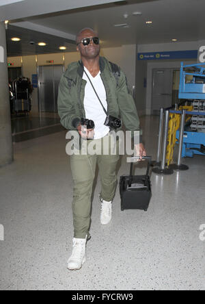 British singer-songwriter Seal arrives at Los Angeles International Airport (LAX), for a departing flight  Featuring: Seal Where: Los Angeles, California, United States When: 25 Mar 2016 Stock Photo