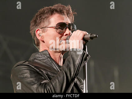 Norwegian band A-ha perform at the Manchester Arena  Featuring: A-ha, Morten Harket Where: Manchester, United Kingdom When: 25 Mar 2016 Stock Photo