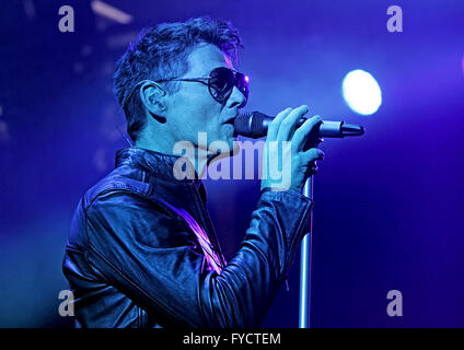 Norwegian band A-ha perform at the Manchester Arena  Featuring: A-ha, Morten Harket Where: Manchester, United Kingdom When: 25 Mar 2016 Stock Photo