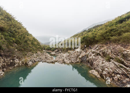 Ham Tin Wan waterfalls and rock pools Stock Photo