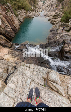 Ham Tin Wan waterfalls and rock pools Stock Photo