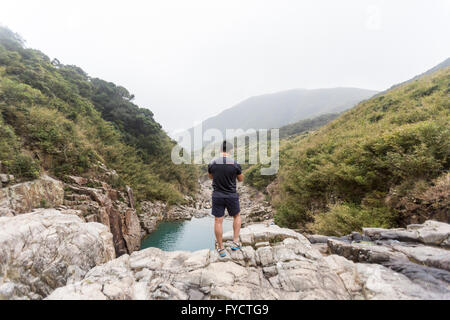 Ham Tin Wan waterfalls and rock pools Stock Photo